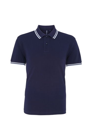 Asquith & Fox Mens Classic Fit Tipped Polo Shirt - Navy/White