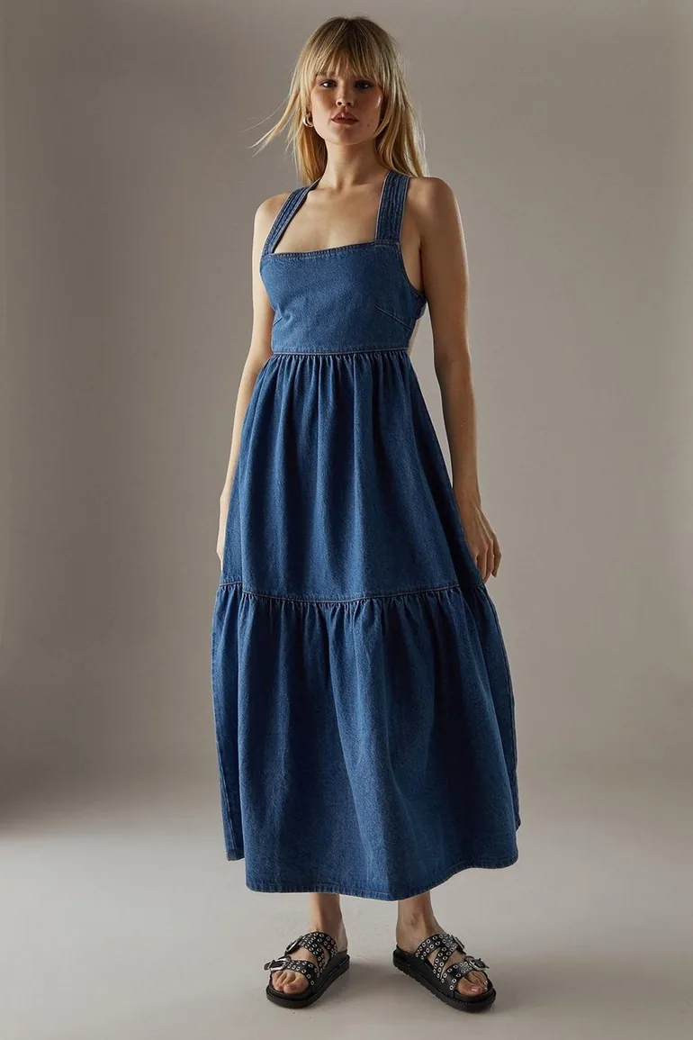 white christmas dresses dress denim crossback jumper