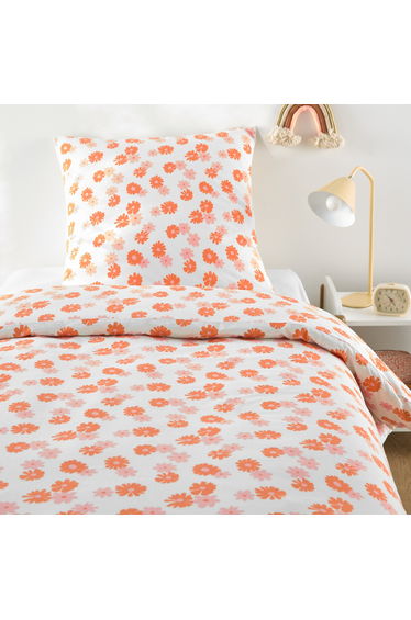 Marguerites Child's Duvet Cover Set in 50% Recycled Cotton with Square Pillowcase
