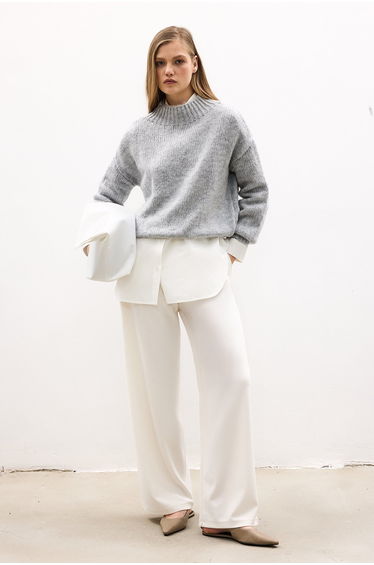 BALLOON SLEEVE KNITTED SWEATER