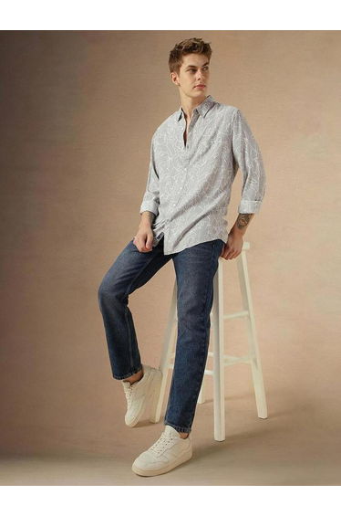 Abstract Print Long Sleeve Casual Shirt