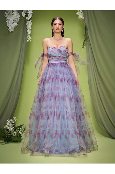 Leely Elegant Off The Shoulder Sleeveless Evening Gown