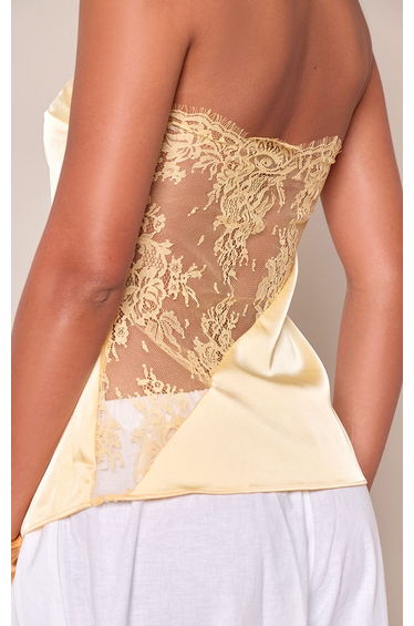 Butter Yellow Satin Lace Back Detail Bandeau product thumbnail 4