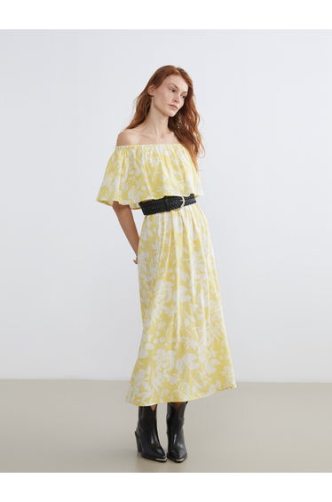 Boat Neck Floral Dress
