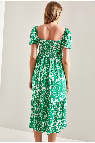 Women's Patterned Flare Dress with Gipe Waist
