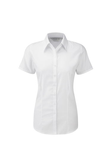 Russell Womens/ladies Herringbone Short Sleeve Work Shirt - White