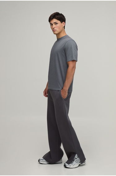 Baggy Flared Fit Split Hem Joggers - charcoal