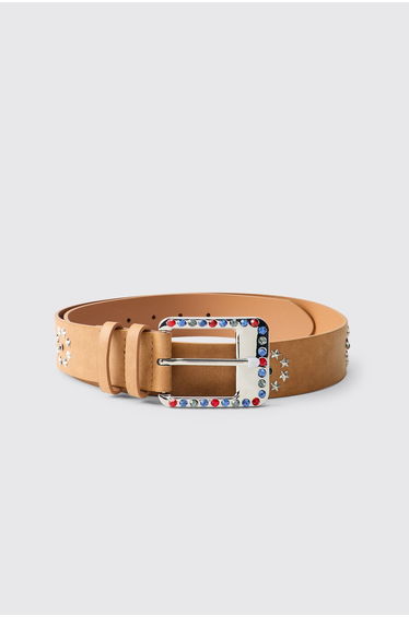PU Gem Detail Western Belt - brown