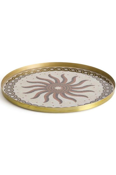 Solaro Round Mosaic Metal Tray