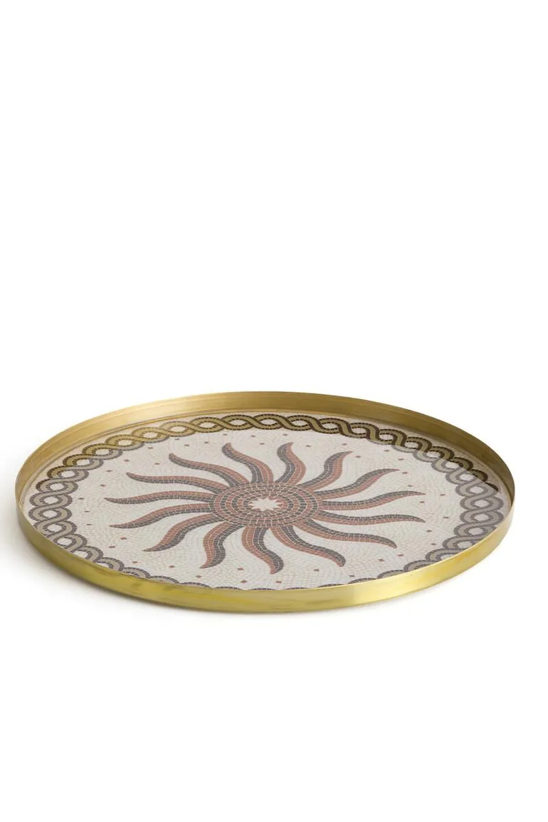 Solaro Round Mosaic Metal Tray