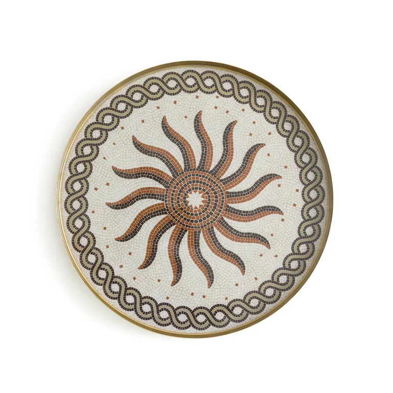 Solaro Round Mosaic Metal Tray - 1
