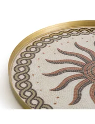 Solaro Round Mosaic Metal Tray - 2