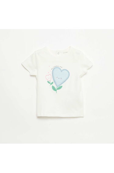 Printed and embroidered short-sleeved T-shirt WHITE