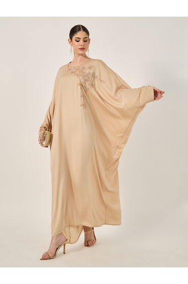 Embroidered Loose Fit Batwing Sleeve Kaftan