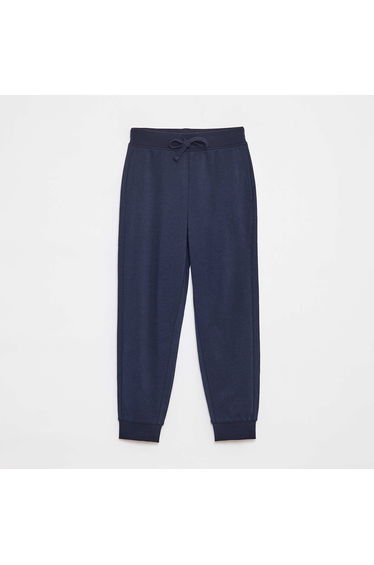 Plain joggers with elasticated waist BLUE