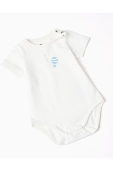 Bodysuit with print + denim jumpsuit for newborn boys white/blue