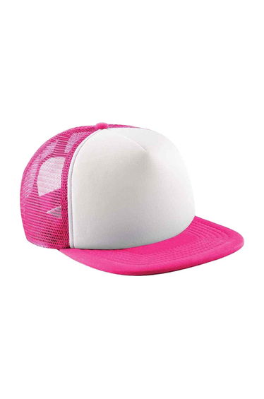 Beechfield Childrens/Kids Vintage Snapback Trucker Cap - Fuchsia/White