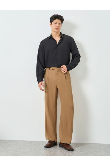 Men Copper Slant Pocket Pleated Pants