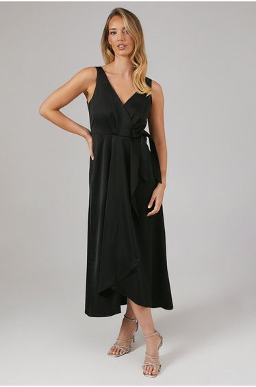 Wrap Top Satin Bridesmaids Midaxi Dress