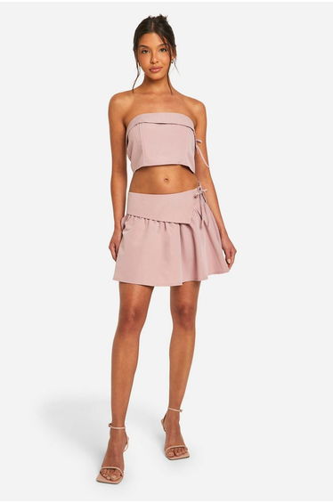 Foldover Waistband Detail Mini Skirt