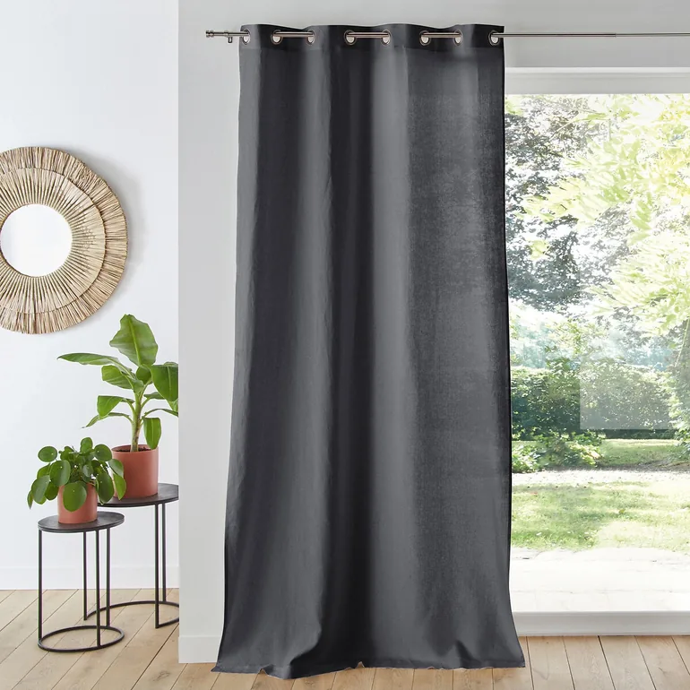 Onega Linen Single Curtain with Metal Eyelets