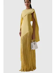 Donaldina Fringe Shawl Maxi Dress - 1