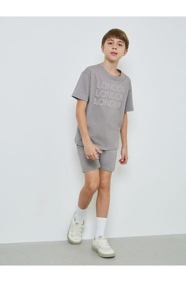 Kids Grey Oversized T-Shirt and Shorts Set