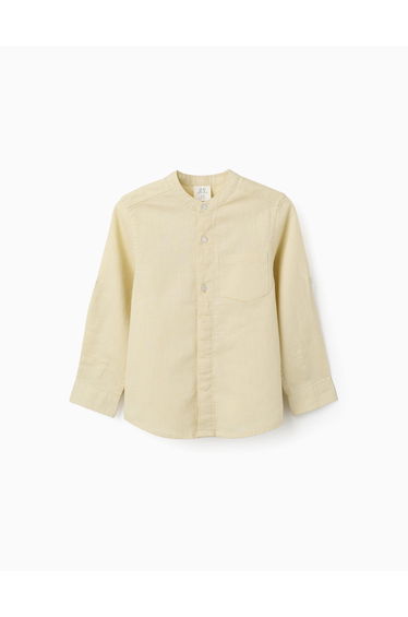 LS SHIRT LINEN MAO, LIGHT YELLOW, 11/12