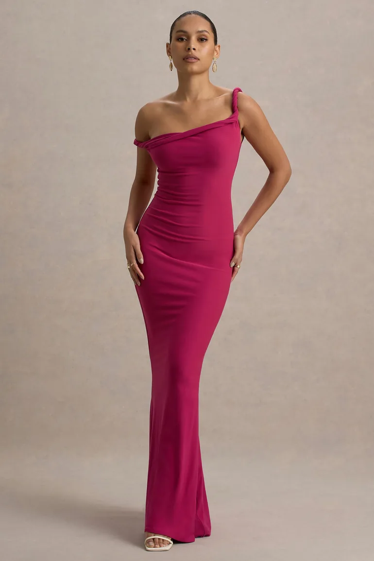 Lita | Hot Pink Twisted Asymmetric Maxi Dress Club L London Pink : Evening  Dresses : VogaCloset Kuwait
