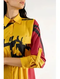 MSN Abstract Print Maxi Dress with Button Closure - 4