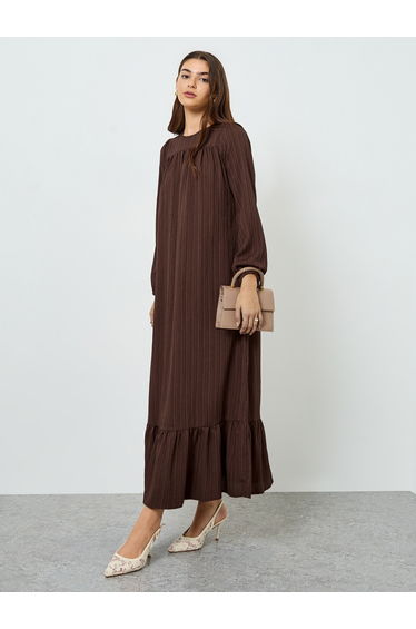 Women Brown Textured Maxi Dress