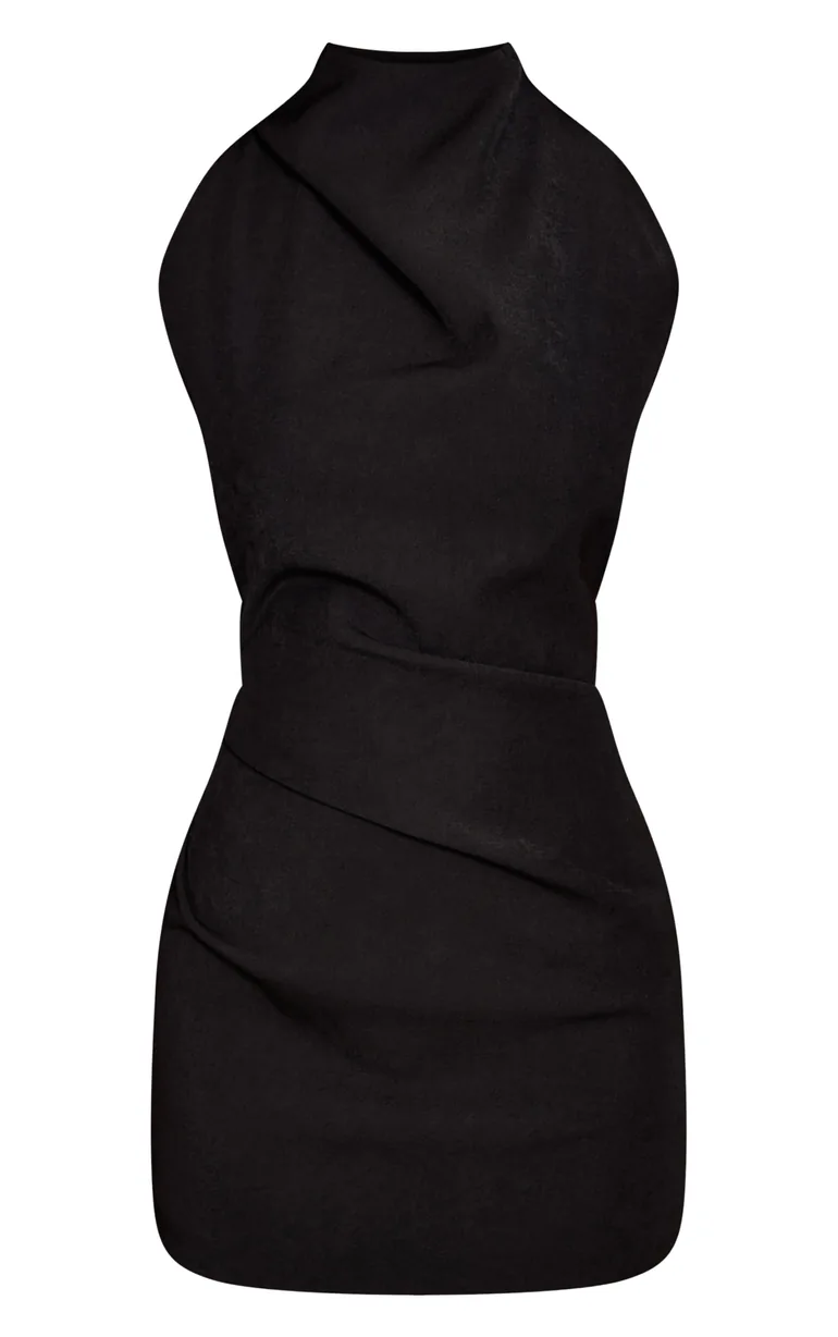 Petite Premium Black Woven Tie Halter Neck Dress Prettylittlething : Dresses : VogaCloset Oman Petite Premium Black Woven Tie Halter Neck Dress Prettylittlething : Dresses : VogaCloset Oman