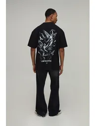 Black Oversized Renaissance Dove Print T-Shirt - black - 2