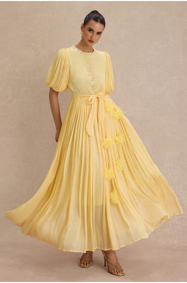 3D Flower Nail Bead Embroidery Maxi Dress