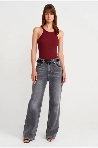 Dilvin Ribbed Cotton Sleeveless Cami Blouse