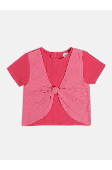 Girls Knot-Front Cotton Top