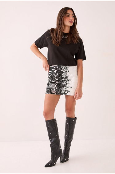 Zebra Ombre Hand Embellished Mini Skirt