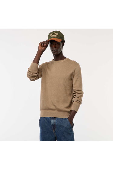 Textured Knit Crew Neck Sweater BROWN