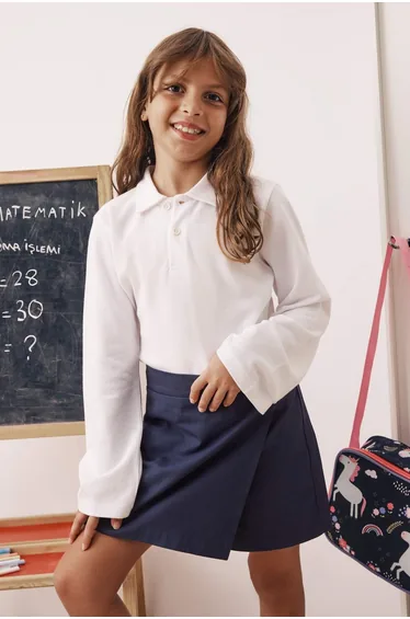 White Unisex 2-Piece Polo Collar Set T-Shirt