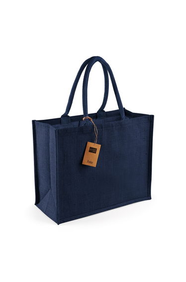 Westford Mill Classic Jute Shopper Bag (21 Litres) - Navy/Navy
