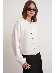 Mixray Buttoned Ribbed Knit Cardigan - 2