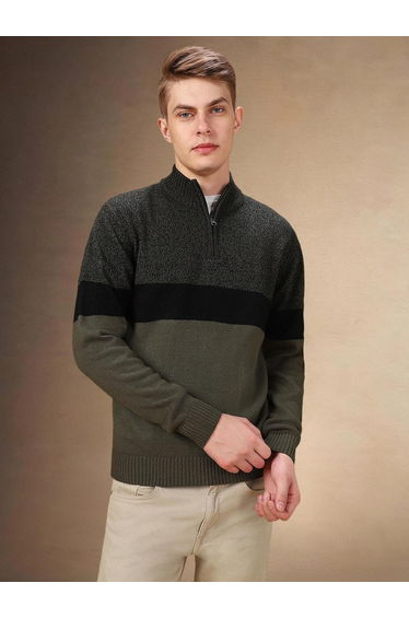 Men Color Block Knitted Sweater