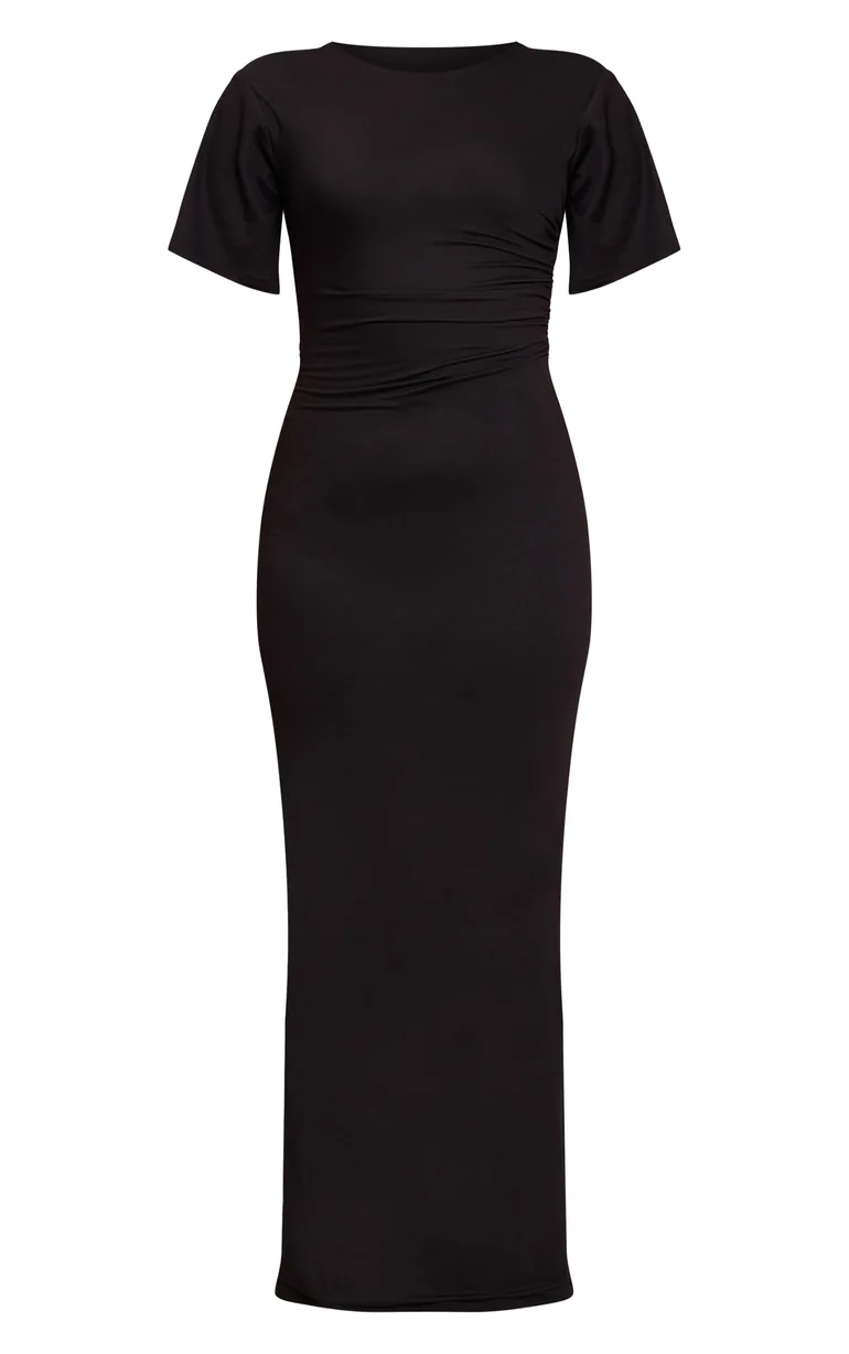 boat neck jersey maxi dress Women's Burgundy Boat Neck Jersey Short Sleeve Maxi Dress