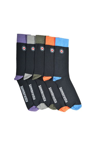 Lambretta Mens Contrast Socks (Pack of 5) - Navy/Multicoloured