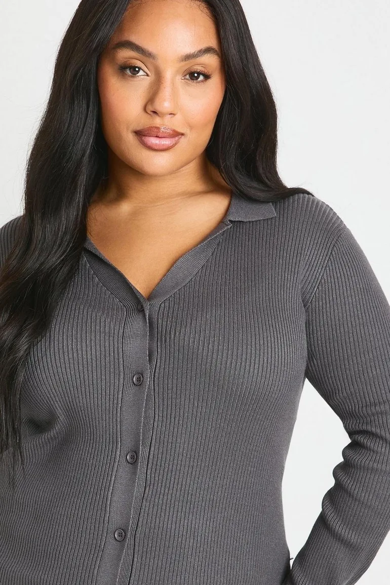 كارديغان بوهو رمادي بأكمام طويلة - 3