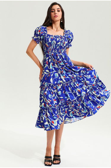 Claire Botanical Print Midi Dress