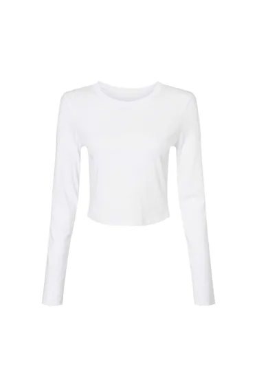 Bella + Canvas Womens/Ladies Micro-Rib Long-Sleeved T-Shirt - Solid White