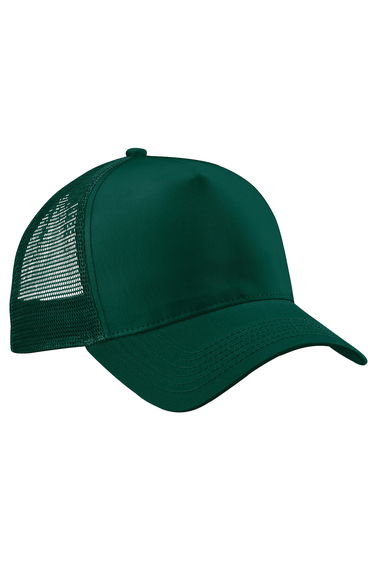 Beechfield Mens Half Mesh Trucker Cap / Headwear (Pack of 2) - Bottle Green/Bottle Green