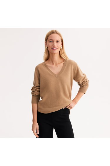 V-Neck Cashmere Jumper/Sweater in Fine Knit