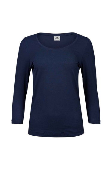 Tee Jays Womens/Ladies Stretch 3/4 Sleeve T-Shirt - Navy